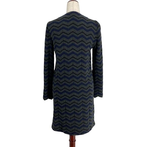 Amina Rubinacci Italy Wool Blend Chevron Knit Longline Sweater 42 Button Down - Picture 2 of 13